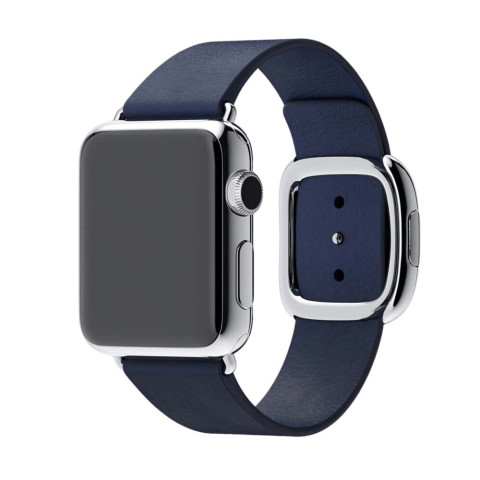 Кожаный ремешок Modern Buckle Leather для Apple Watch 38/40/41mm Silver/Midnight blue